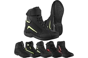 LIMA-MOTO Leather Motorbike Boots Motorcyle Shoes CE-Approved Waterproof Motorcycle Boots – Short Ankle Touring Armour & Anti-Slip