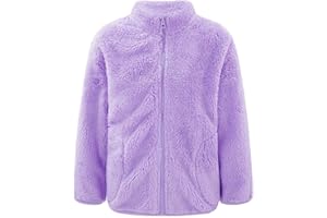 RUNQHUI Enfant Fille Garçon Blouson Polaire Chaud Veste Sweat Zippé Peluche Hiver Automne Décontracté