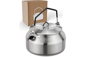 LAMBDA COFFEE® Hervidor de agua de 1 l de acero inoxidable, para camping y exteriores, tetera portátil, 1000 ml, para casa, hervidor de agua de camping, accesorios de camping