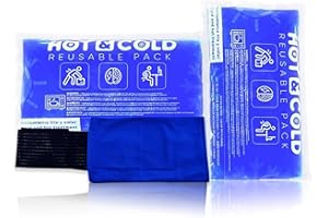 SURGICALMED - Lot de 2 poche de gel Chaud Froid réutilisables (26 x 15 cm) - Comprend 1 Housse en Tissu Multipositions bande de compression - Poche de Glace - Pour le Réfrigérateur et le Micro-ondes