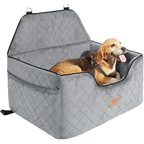 Seggiolino Rialzato Per Cani Piccoli E Medi INDYBUD, Con Imbottitura Memory Foam, Guinzagli Regolabili E Tasche Laterali – Lavabile E Antiscivolo Per Auto, Camper E SUV