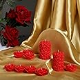 Shraddha Creation Scented Candles For Home Decor, Rose Fragrance, Pillar Shape And Floating Combo, Red Color, Pack Of 10, 4 X 7 Centimeters - Wax