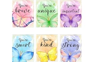 NQEUEPN 6szt Inspirujace Plakaty Artystyczne na Sciane do Pokoju Dziewczat, 20x25cm Dekoracyjne Akwarela Motyle na Sciane, Motywacyjne Dekoracje Scienne do Pokoju Nastolatków Dzieci Doroslych Klasy