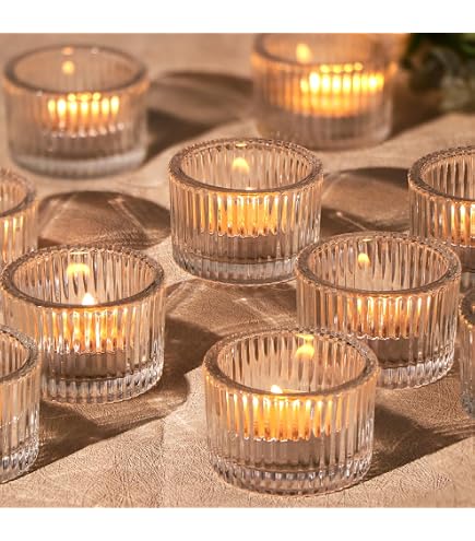 IKEA 18x Finsmak Teelichthalter - 3,5 cm geriffeltes Klargals