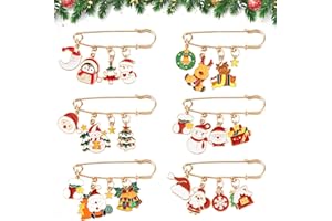 Kiiwah Lot De 6 Broches de Noël, Métal Pins Noel, Badge Noel pour Vêtements Accessoires Adulte Enfant (Or)