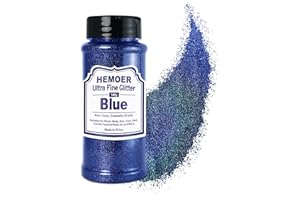 HEMOER Ultra Fine Glitter Powder, 5oz /140g Metallic Resin Crafts Cosmetic Glitter for Hair Face Body Eye Nail Art Festival, Epoxy, Tumblers, Resin Jewelry, Candle, Painting Arts - Holographic Blue