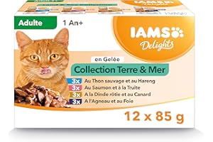 Iams Chat Adulte Nourriture Humide en gelée Terre&Mer Land&Sea Collection 12 sachets x 85g