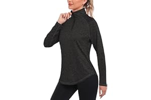 iClosam Camiseta Deporte Mujer de Manga Larga 1/4 Zip Camisetas Deportiva Mujer Ropa Fitness Corriendo Tops