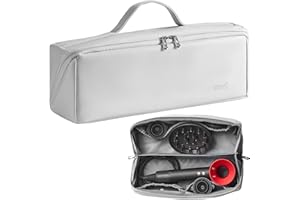 Veki Bolsa de Viaje Portátil para Secador de Pelo, Bolsa de Almacenamiento Compatible con Dyson Airwrap Styler, Dyson Supersonic y Shark, Funda Transporte para Secador de Pelo y Accesorios (Gris)