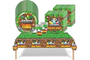 CLVSYH Geburtstag Party Geschirr, 41 Stück Spiel Party Geschirr Set, Kindergeburtstag Tischdeko, Mit Pappbecher Teller Tischdecken Servietten, für Jungen KinderGeburtstag Dekoration