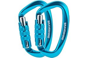 ‎BRAVESHINE BRAVESHINE Karabiner Karabinerhaken, 12KN Twist Lock Karabiner 80mm Aluminium Karabinerhaken groß mit Belastbarkeit bis 1200KG für Hängematte Sonnensegel Schaukel, 2 Stück