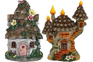 Durdiiy 2 pcs Casa delle fate, decorazione per esterni, Statua Decorativa Casa Fate ed Elfi, accessorio per giardino fatato, Forniture da giardino per accessori da giardino in miniatura (C)