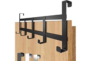 4smile Türgarderobe zum Einhängen - Universelle Türhaken für deutsche Türen, Kleiderhaken Tür - Stabile Türhakenleiste, Haken zum Einhängen als Ordnungshelfer, Fb. Schwarz