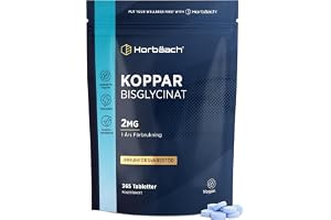 Koppar Tillskott 2mg - 1 års Förbrukning - 365 Vegan Tabletter