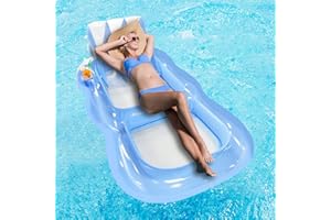 COOLGUARDER Flotteurs gonflables de Piscine pour Adultes, Tapis de Flotteur de Piscine avec Dossier réglable en Angle et Porte-gobelet pour Piscine, Plage d'été, extérieur