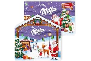 MILKA - Calendrier de l'Avent Magic Mix 147g & Calendrier de l'Avent au Tendre Chocolat au Lait 200g - Assortiments Festifs de Chocolats - Idée Cadeau Noël - Lot de 2