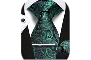 Enlision Cravates Hommes Paisley 9CM Cravate et Pinces à Cravate et Boutons de Manchette et Carre de Poche Emsemble