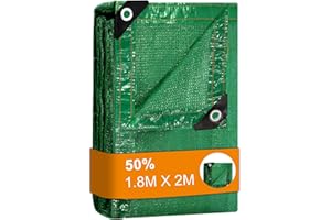 BeGrit 1,8m x 2m Malla sombreadora Verde Bloqueador Solar de Malla Resistente a los Rayos UV, para Estanque, Red para jardín o Planta,Tasa de sombreado 50%