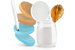 LA YOURTE AUX DESSERTS 30 Couvercles pour Pot de Yaourt en Verre Type La Laitière et Autres Bocaux de Ø56mm – Clipsables, Hermétiques, Étanches – Normes EU Contact Alimentaire, sans BPA – FEUTRE OFFERT (Multicolores)