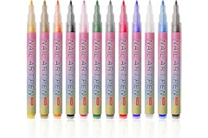 MeoZynxadril 12 Farben 3D Nagelkunststift Set, Nagelspitze Nail Art Pen, Graffiti Punktierungsstift, Pinsel für DIY Nagelkunst, Zeichnen, Malen, Schönheit, Schmuck, Maniküre Werkzeuge