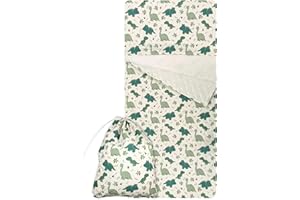 PANINI TESSUTI Set Asilo, Sacco nanna e sacchetto per Bimbo e Bimba da 2 a 6 Anni - Tessuto Trapuntato 100% Cotone Copertina Asilo Dinosauri