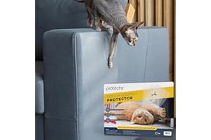 PROTECTO Sofa Cat Scratch Protector, 4x Adhesive Furniture Protectors from Cats, Transparent Dog and Cat Anti Scratch Furniture Protector, Effective Way to Stop Cats Scratching Furniture Carpet Door
