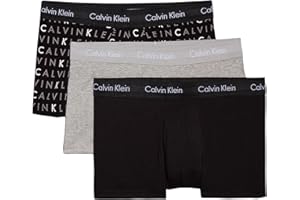 Calvin Klein 3P Low Rise Trunk Bokserki (szorty) Mężczyźni, Czarny/szary Heather/Subdued Logo, XL