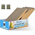 Petslucent 4PCS Cat Scratcher Set - Large Size Cat Scratching Pad with Corrugated Cardboard Box for Indoor Kitty to Scratch, Rest and Play