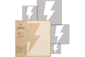 NAKLEO Wiederverwendbare Kunststoff Schablonen Malen Kinder, 5 Stück Set 9x9 bis 34x34cm Blitz Gewitter Himmel, Kinderzimmer Malvorlage Raumdekoration, Basteln DIY Wand Möbel