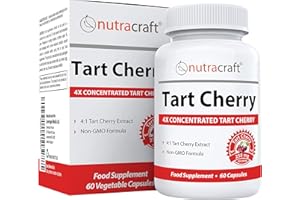 NUTRACRAFT #1 Tart Cherry Extract | 2000mg 4:1 Concentrated Tart Cherry | Uric Acid Cleanse & Sleep Support | No Fillers or Additives | 1 Month Supply (Non-GMO)