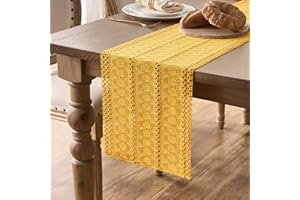 DORUNFEEY Camino Mesa Amarillo Tela de Yute 30x183 Moderno Centro de Mesa Decorativo Salon Arpillera Rustico Table Runner Tela Rafia Rectangular Adornos para Decoracion Comedor Jardín Bodas Cocinas Comedores