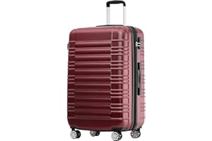 BEIBYE 2088 Zwillingsrollen Reisekoffer Koffer Trolleys Hartschale M-L-XL-Set (Weinrot, L)