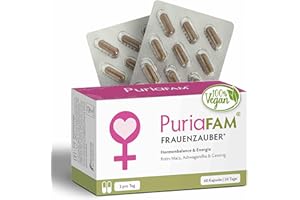 ‎PURIAFAM PuriaFAM® Frauenzauber - vegan - Rotes Maca Frauen - 60 Kapseln - Ashwagandha, Passionsblume - Hormon Balance Frauen