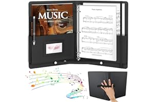 AOBOPLE Notenmappe A4,PU Schwarz Chormappe für Musiknoten,Kunstleder mit Handgurt Musikordner mit Innentasche,Notenmappe für Notenblätter Instrumentalist Musiker - Füllmenge max. 200 Blatt
