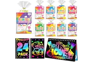 LIKYMO Party Bag Fillers for Kids - Scratch Art Party Bag Fillers, Arts and Crafts Rainbow Scratch Notebooks Gifts age 4-9 Birthday Classroom Gifts for Boys Girls (24-pack)