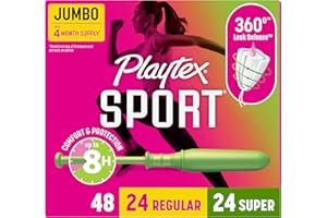 PLAYTEX Sport Tampons Multipack, Normal and Super Absorbency, Odourless, Pack of 48, Limited Edition