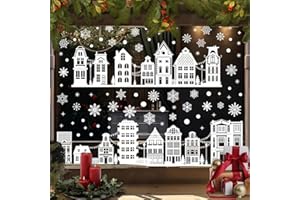 Aonveki Vetrofanie Natalizie per Finestre, 9 Fogli Adesivi Natalizi per Finestre Riutilizzabili, Addobbi Natale Rimovibile, Decorazioni Natalizie per la Casa