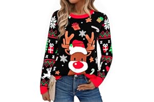 Litherday Pull de Noël Femme Hiver Chaud Manche Longue Pullover Tops