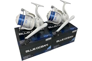 LIDSTERS FISHING SUPPLIES Lot de 2 grands moulinets de pêche en mer Bleu océan 7000FD