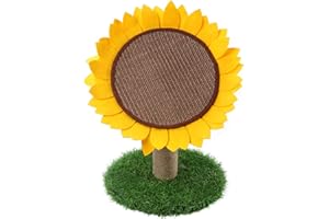 HONGIEN Arbre a Chat，Griffoir pour Chat，Jouet Chat Griffoir，Poteau Tournesol Matériau en Sisal Résistant aux Rayures Matériau Simulé De Pelouse PV Sûr et Vert,Convient aux Chats De Tous Ages jusqu'à 7,5 kg