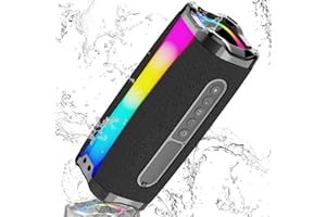 BESNOOW Portable Bluetooth Speakers, 20W Wireless Speaker with HD Loud Stereo Sound, 18H Playtime, Bluetooth 5.1, RGB Lights, FM, Built in Mic, IP7 Waterproof Speaker for Home, Outdoors, Travel, Birthday Gift