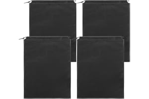 PTWOLA 4pcs Schuhsäcke Reise Schuhbeutel Große Tragbare Schuh Taschen Non-Woven Staubdicht Shoe Kordeltasche Aufbewahrungstasche Schuhtaschen Schwarz Schuhsack 40 × 30 cm für Männer Frauen Zuhause Sport