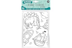 ‎JEKA Papier-Tischdecke zum Ausmalen, Motiv Entdecker, Ausmalbilder Jungen, Ausmalen Dino, Kindergeburtstag Deko, bemalbare Tischdecke, Mal Mich Bunt