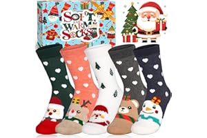 SaiXuan Calcetines Navideños Mujer 5 Pares,Calcetines Navidad Calientes y Suaves de Invierno,calcetines Originales mujer con Caja Regalo, Diseño Divertido de Navidad, Talla Única 36-41, Regalo Mujer