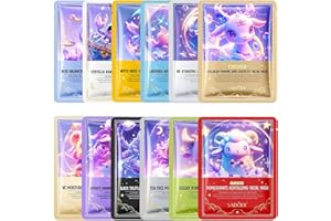 EXATTA 12 Piezas Mascarilla Hidratante Facial, Daily Care Mascarilla Facial con Patrón de Doce Constelaciones, Iluminadora, Calmante, Mascarillas Faciales Skincare para Mujeres Adolescente