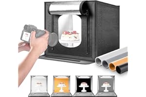 NEEWER 50W Verbesserte Fotostudio Lichtbox, 50x50cm Tragbare Faltbare Fotografie Leuchtbox, 4 Hintergründe, 5600K 192 LEDs 5310lx/0.5m Dimmbares Fotokabinen Aufnahmezelt für Schmuck Elektronik, LP50