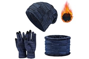 JXCTNNU Ensemble de Tricotés Bonnet Écharpe e Gants Packs Bonnet, Écharpe et Gants Homme Femme Ensemble Chauds d'hiver 3 en 1 avec Chaud Écharpe Chapeau Écran Tactile Gants
