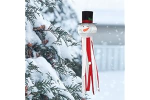 SCENDOR Christmas Windsock 3D Snowman Flag for Christmas Decorations Durable Hanging Windsock Waterproof with Adjustable Hook for Winter, Hanukkah, Christmas, Indoor Outdoor Garden Party, 51 Inch