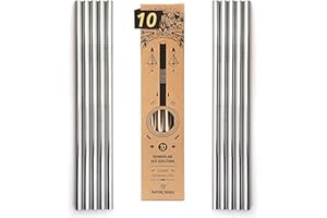 Nature Nerds - cannucce riutilizzabili in acciaio inossidabile (10 pezzi + spazzola per la pulizia) tubi per bere - confezionati senza plastica - (dritti)