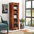 ALATERRE HOME FURNITURE Wooden Bookcases Solid Sheesham Wooden 1 Door 4 Selves with Storage Rack Showcase Organizer for Living Room Home&Office Hollway Kitchan, Bedroom, Brown Honey Netural Finish